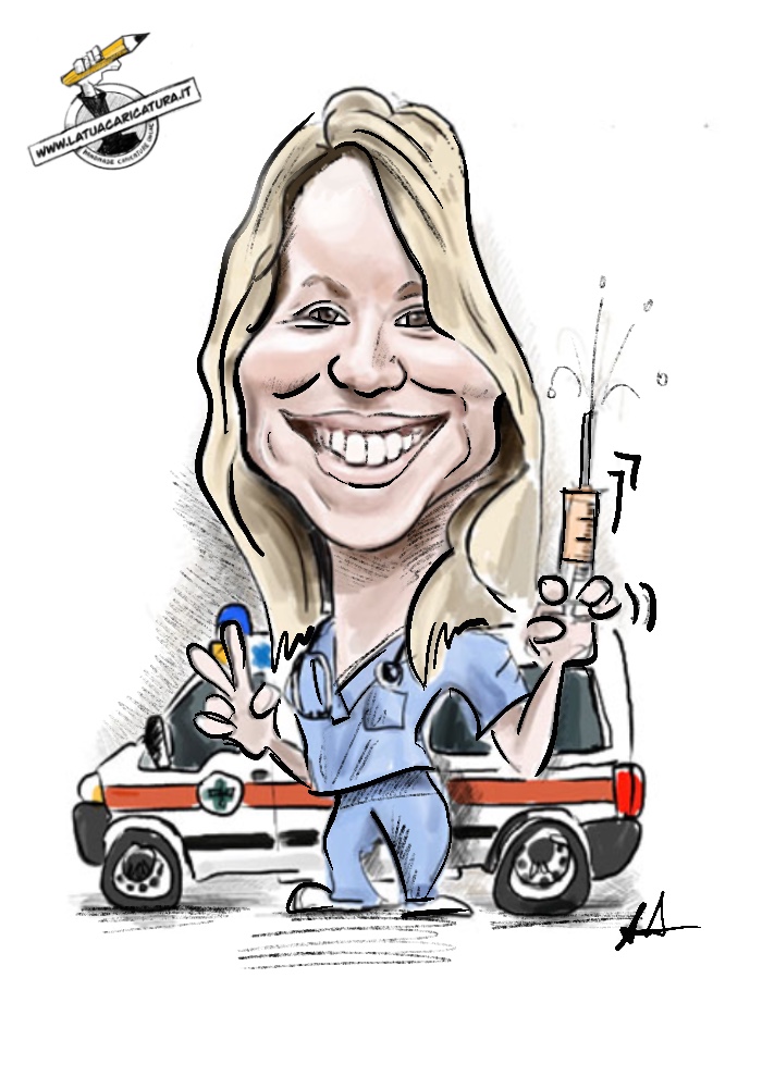 Caricatura di laurea in infermieristica - deine-karikatur.de