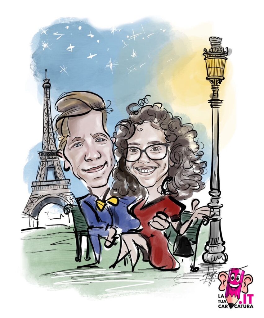 Caricatura sposi a Parigi - deine-karikatur.de