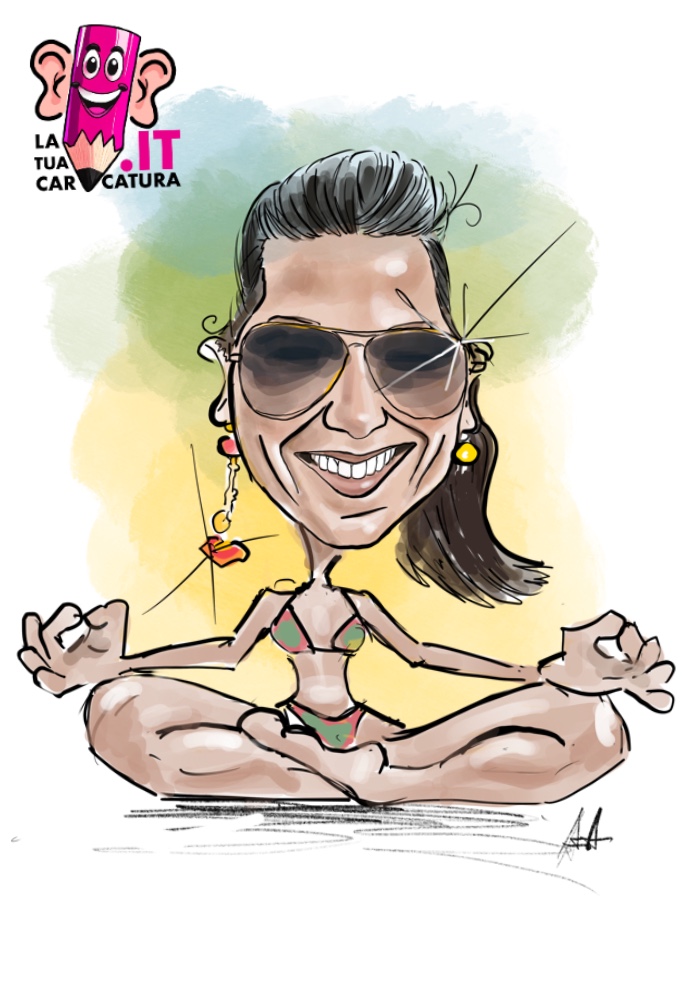 Caricature online yoga disegnate a mano con consegna in 24h - deine-karikatur.de