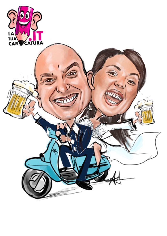 Caricature online sposi disegnate a mano con consegna in 24h - deine-karikatur.de