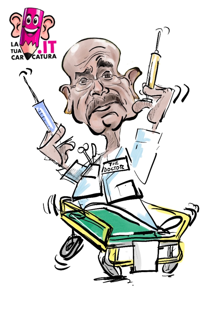 Caricatura di un dottore disegnata a mano - deine-karikatur.de