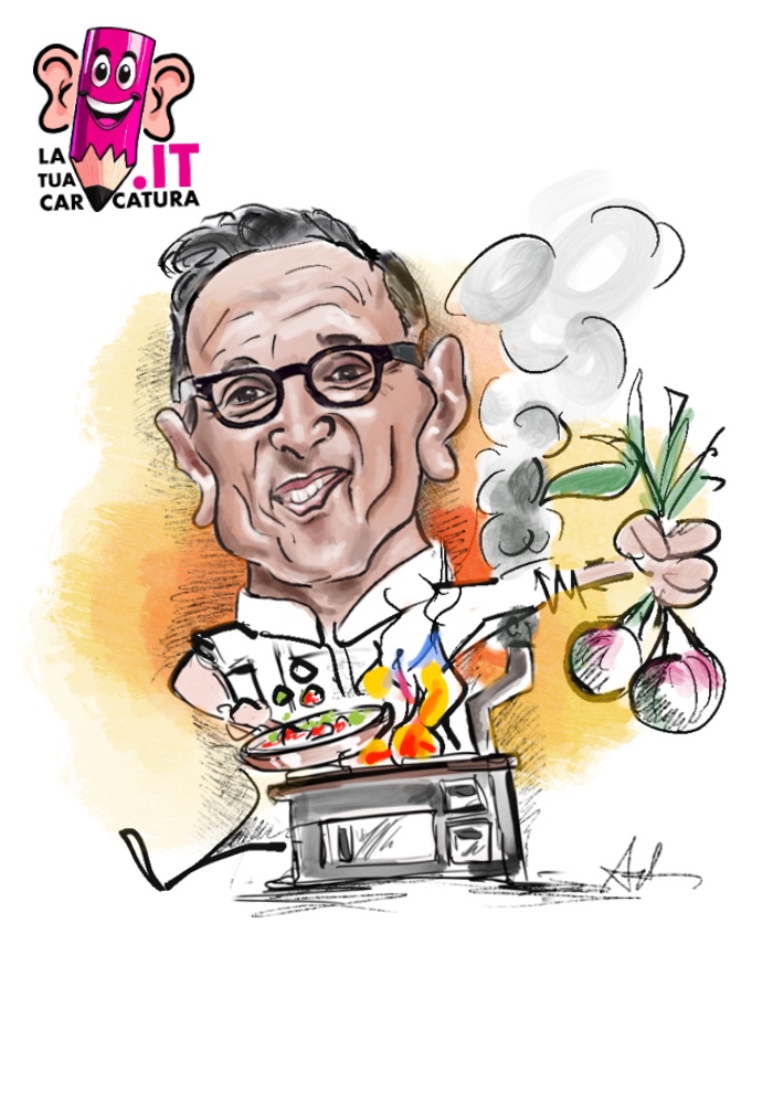 Caricatura dello chef barbieri disegnata a mano - deine-karikatur.de