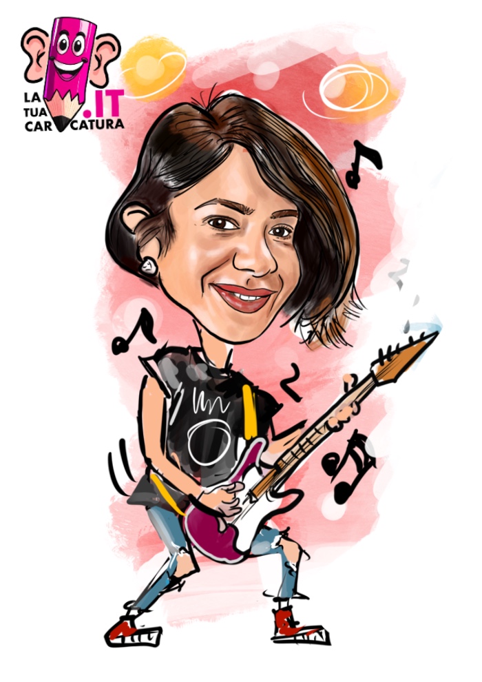 Caricatura musicista disegnata a mano - deine-karikatur.de