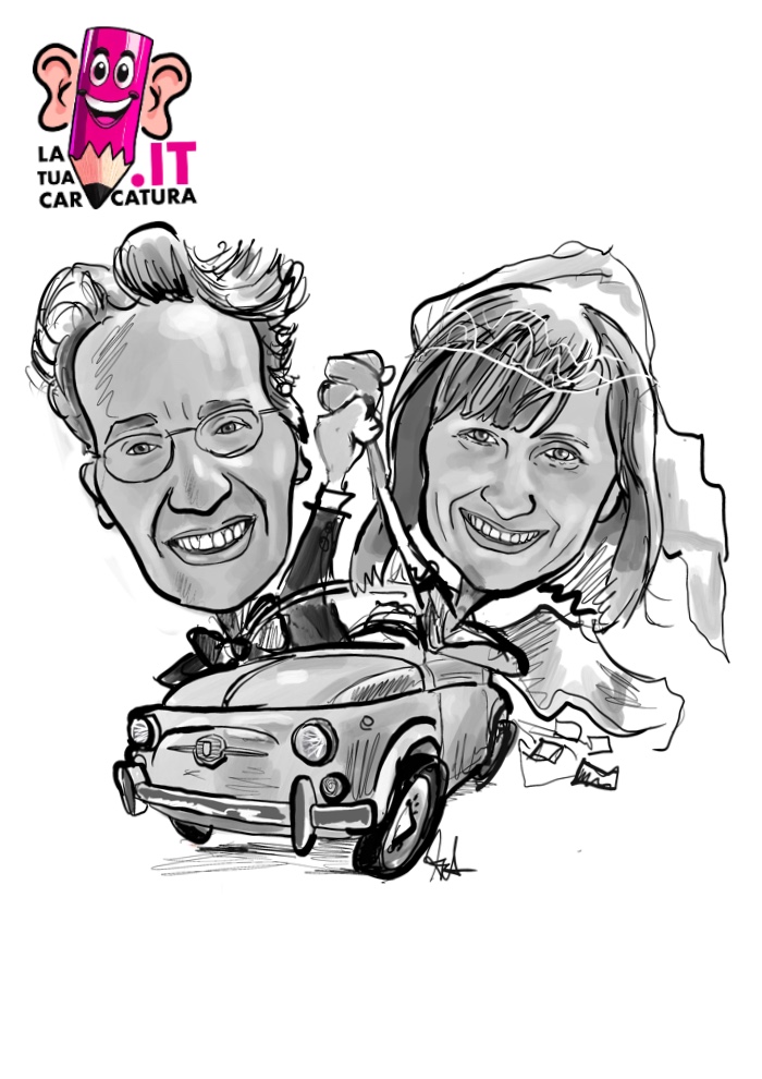 Caricature matrimonio disegnate a mano - deine-karikatur.de