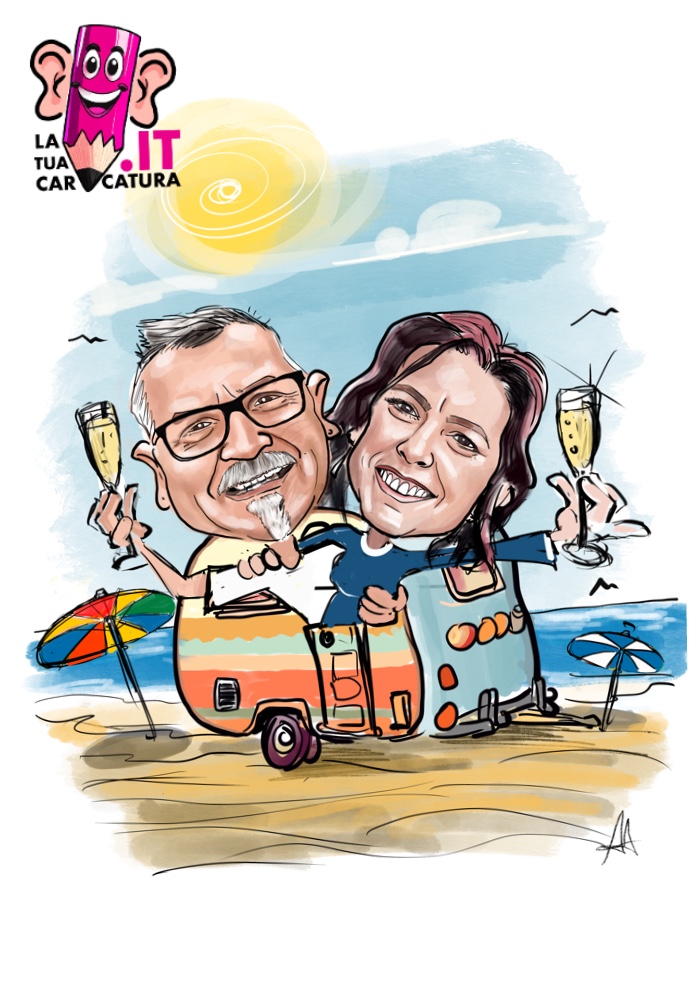 Caricature online viaggi disegnate a mano - deine-karikatur.de