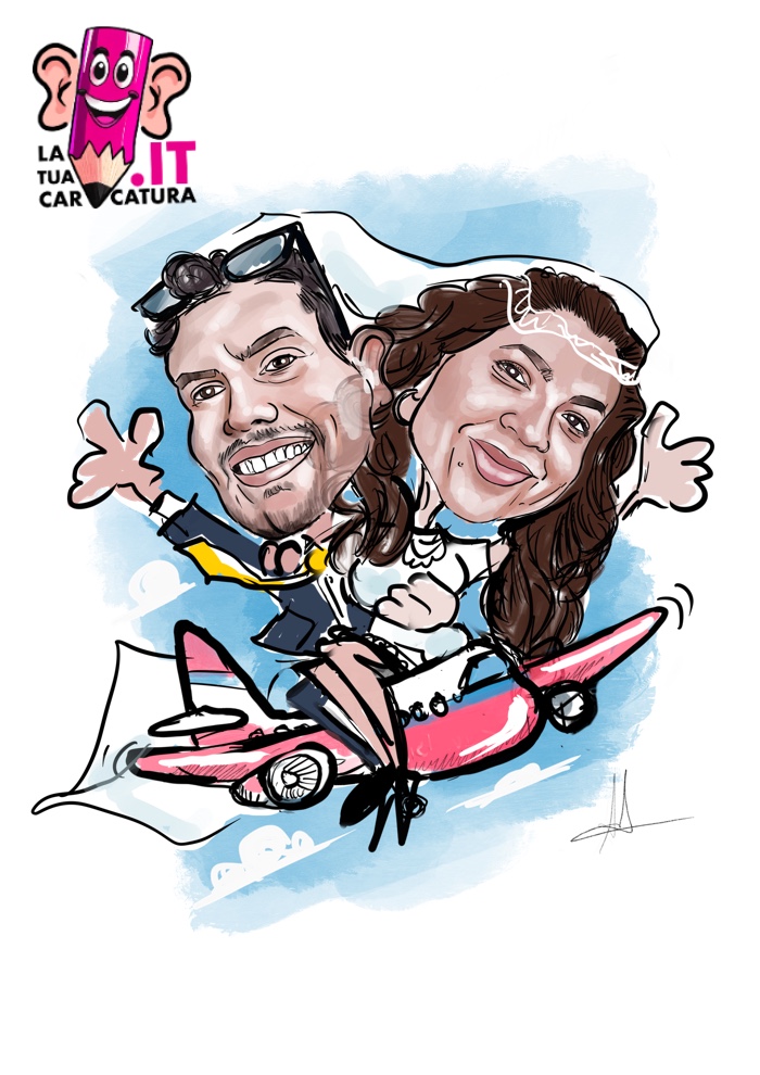 Caricature sposi online disegnate a mano - deine-karikatur.de