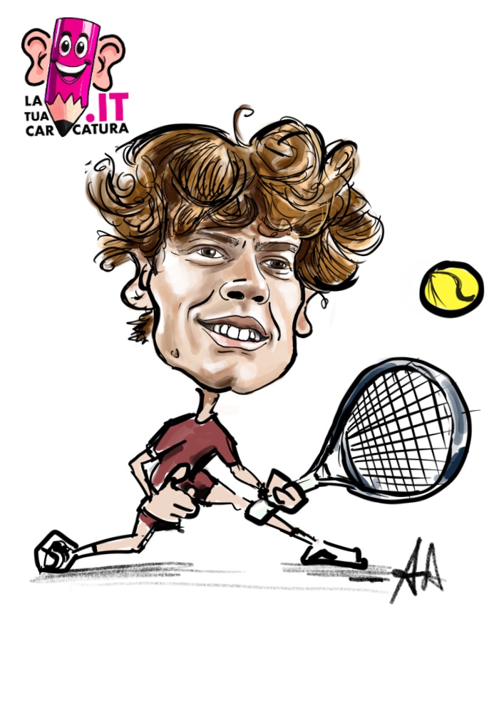 caricatura Jannik Sinner - deine-karikatur.de