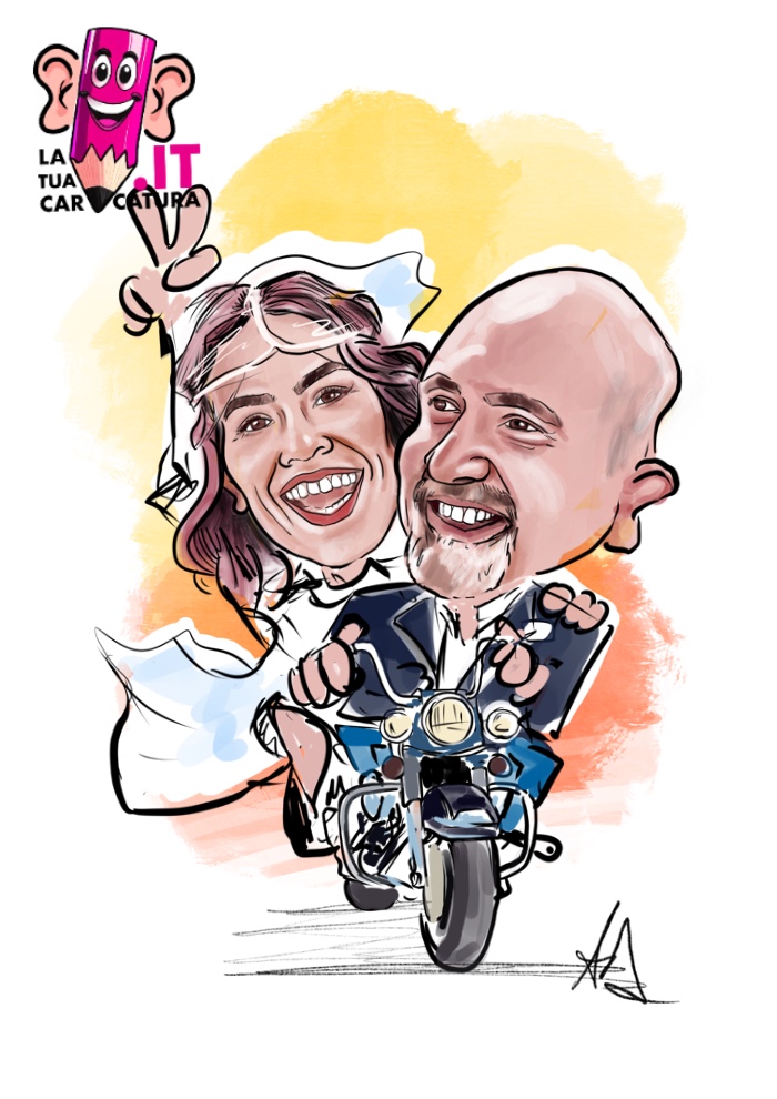 Caricature online motociclisti disegnate a mano - deine-karikatur.de